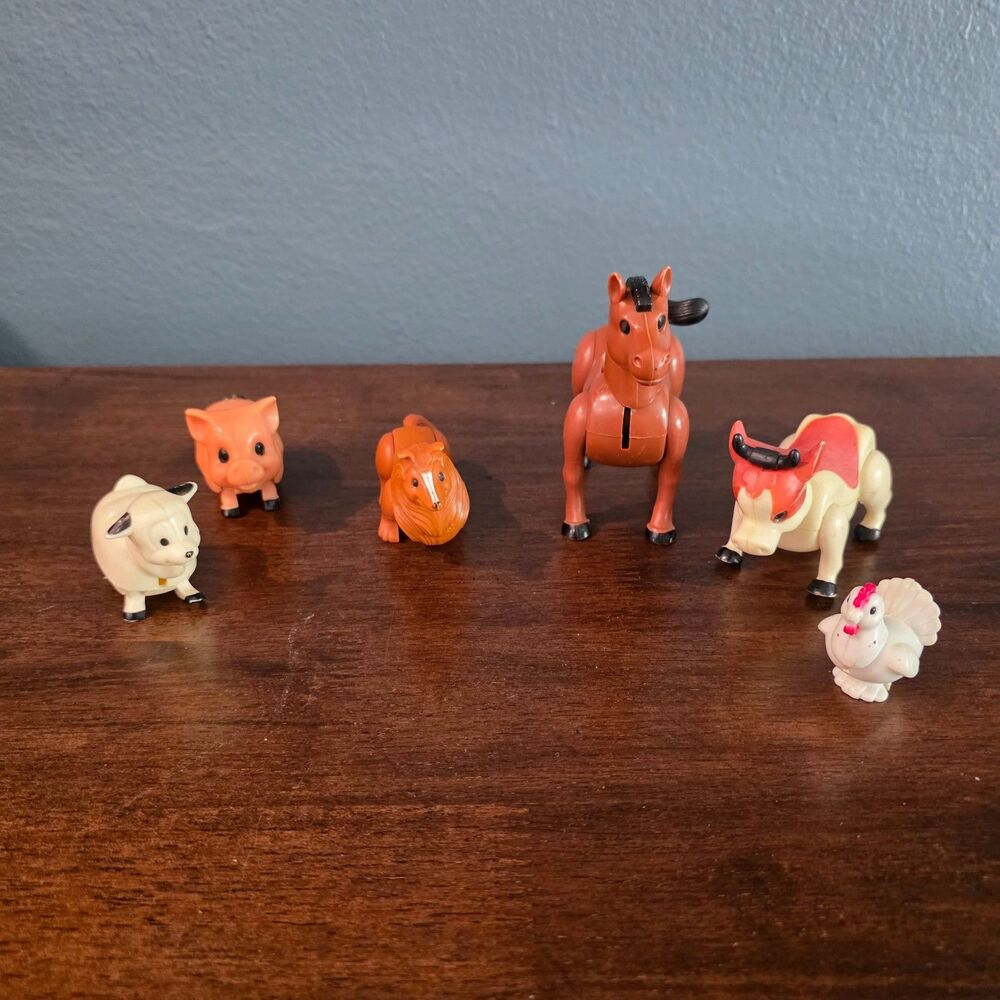 Vintage Fisher-Price Little People Farm Animals Lot Of 6 Horse Cow Dog Pig Etc